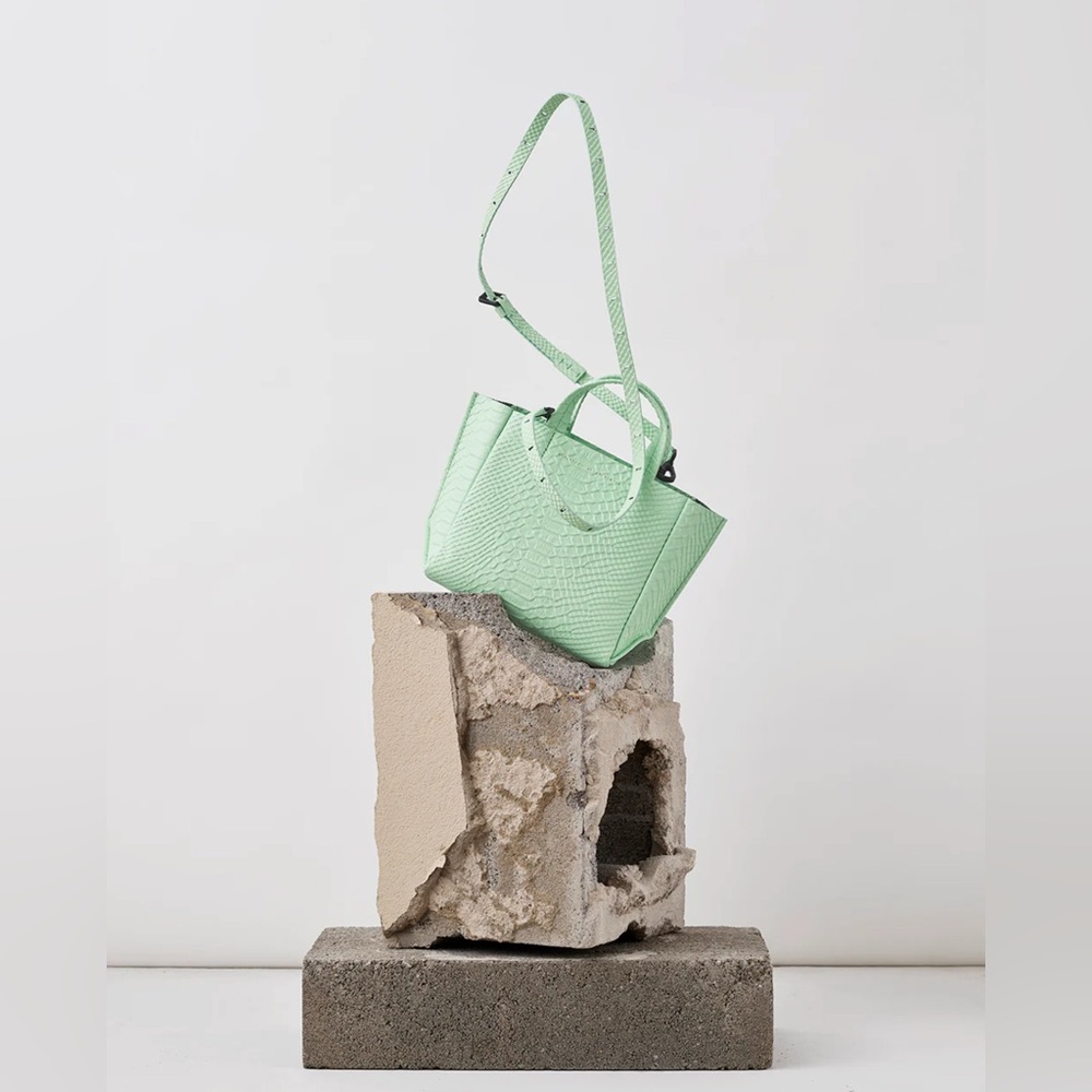 NWT Micro-Tote Mint Green Python Crossbody Bag